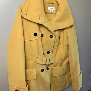 Women’s Double Button Mustard Pea Coat